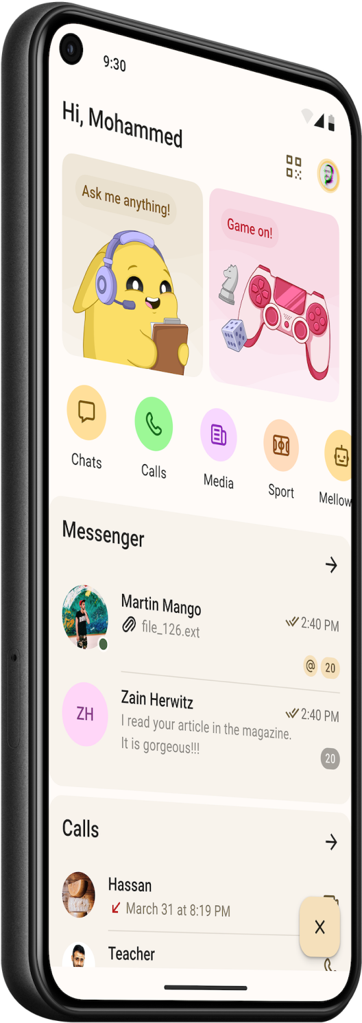 Image Tawasal presented on Android